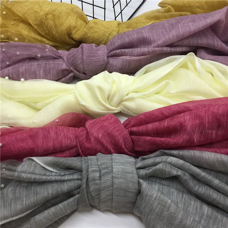 wholesale hot-sale organza pearl scarves dubai women hijab shawls soft cotton hijab