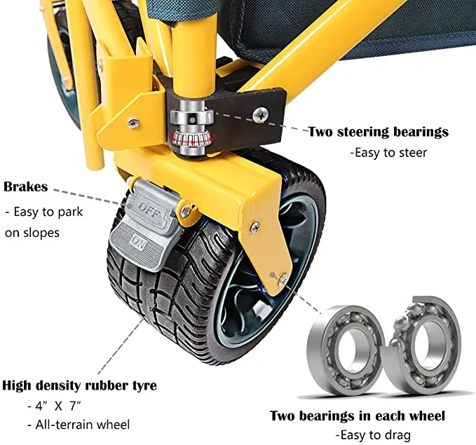 Collapsible Wagon Cart Utility Folding wagon Heavy Duty hand cart  for Outdoor Camping Beach Garden