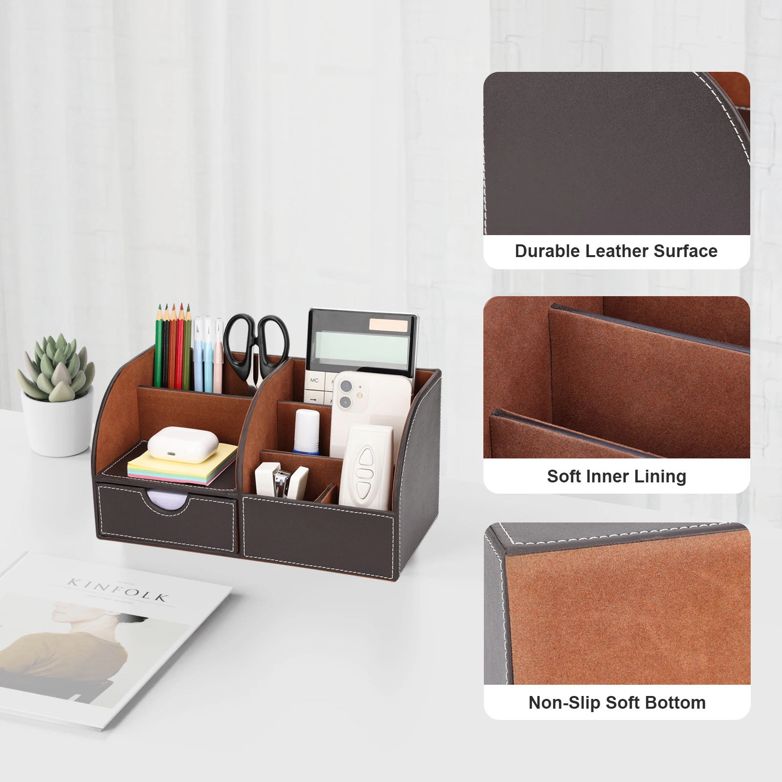 Home Accessories Leather Organizer Multifunction Leather Storage Boxes