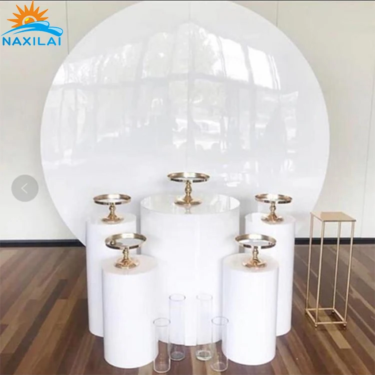 NXL wholesale gold acrylic display square plinths white wedding display acrylic round plinth clear acrylic stand round plinth