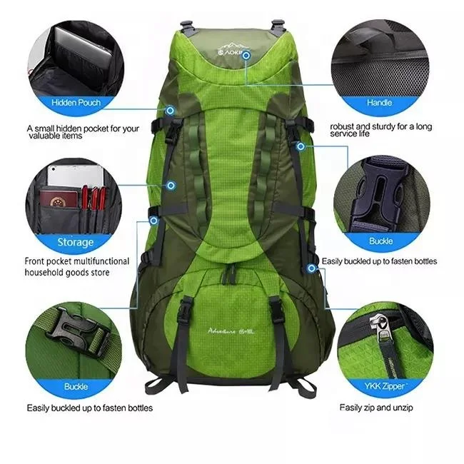 Aoking 70L Ripstop Nylon Outdoor Travel Trekking Backpack Camping Bag Waterproof Moutain Hiking Backpack Mochila