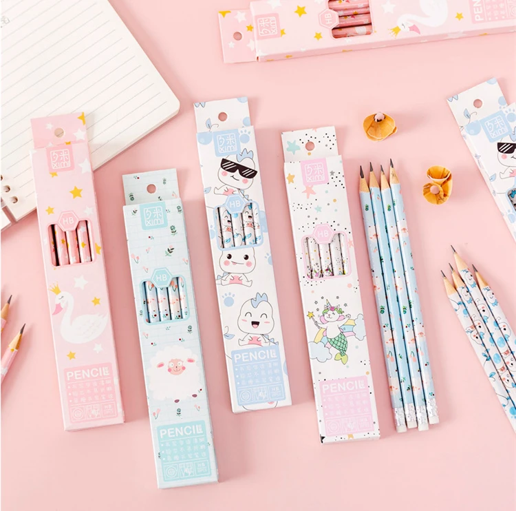 Personalised Kawaii Cute Printed Stationary Wood School Pencils For Kids