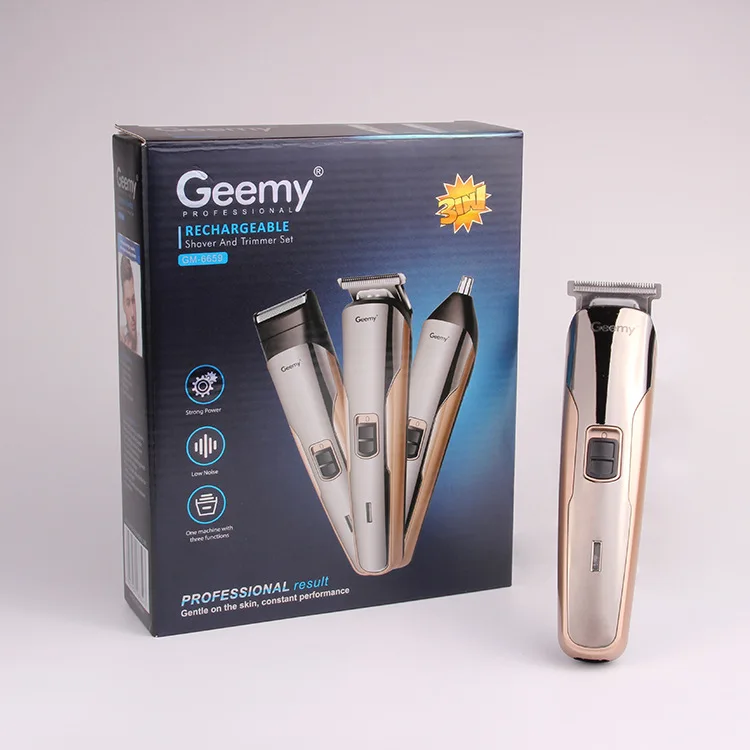 Geemy GM6659 Rechargeable Men Grooming Kit Top Wireless 3 In 1 Hair Trimmer