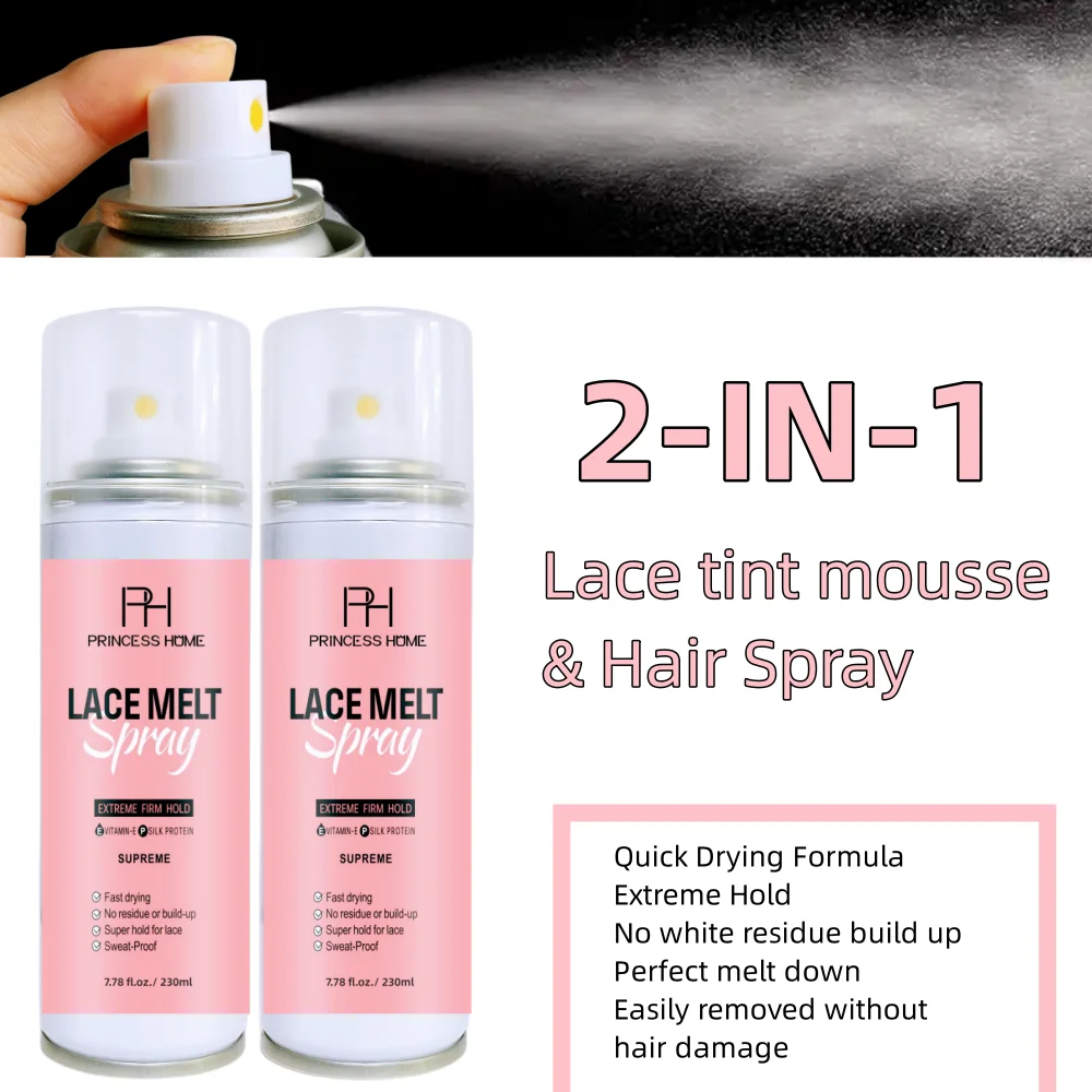 230ml Aerosol Tank Pink Bottles Private Label Strong Hold Waterproof Lace Glue Wig Adhesive Melting Spray