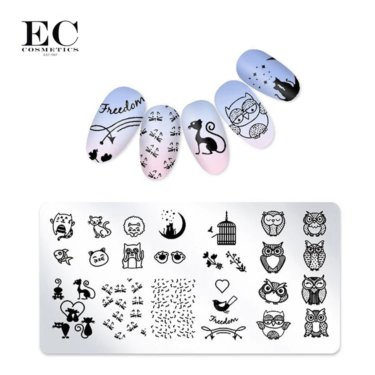 Pedicure and manicure custom design brand logo nail stamp polish gel scrapers stamping plates nail art stamper starter kit