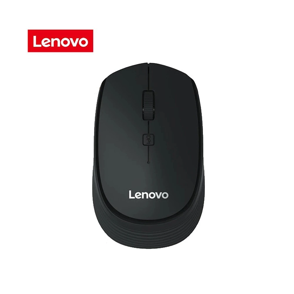 Lenovo M202 2.4GHz Wireless Mouse Office Mouse 4 Keys Mute Mice Ergonomic Design with 3 Adjustable DPI for PC Laptop Black Mice