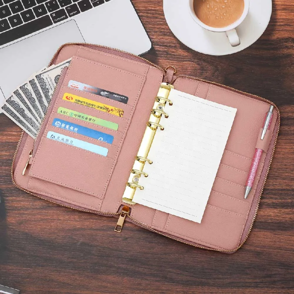 Hongbo FB Ins TK Best Selling Personal Portable Luxe Pebble Leather A6 Zipper Wallet with Fly Leaf, Chains & Bracelet Available