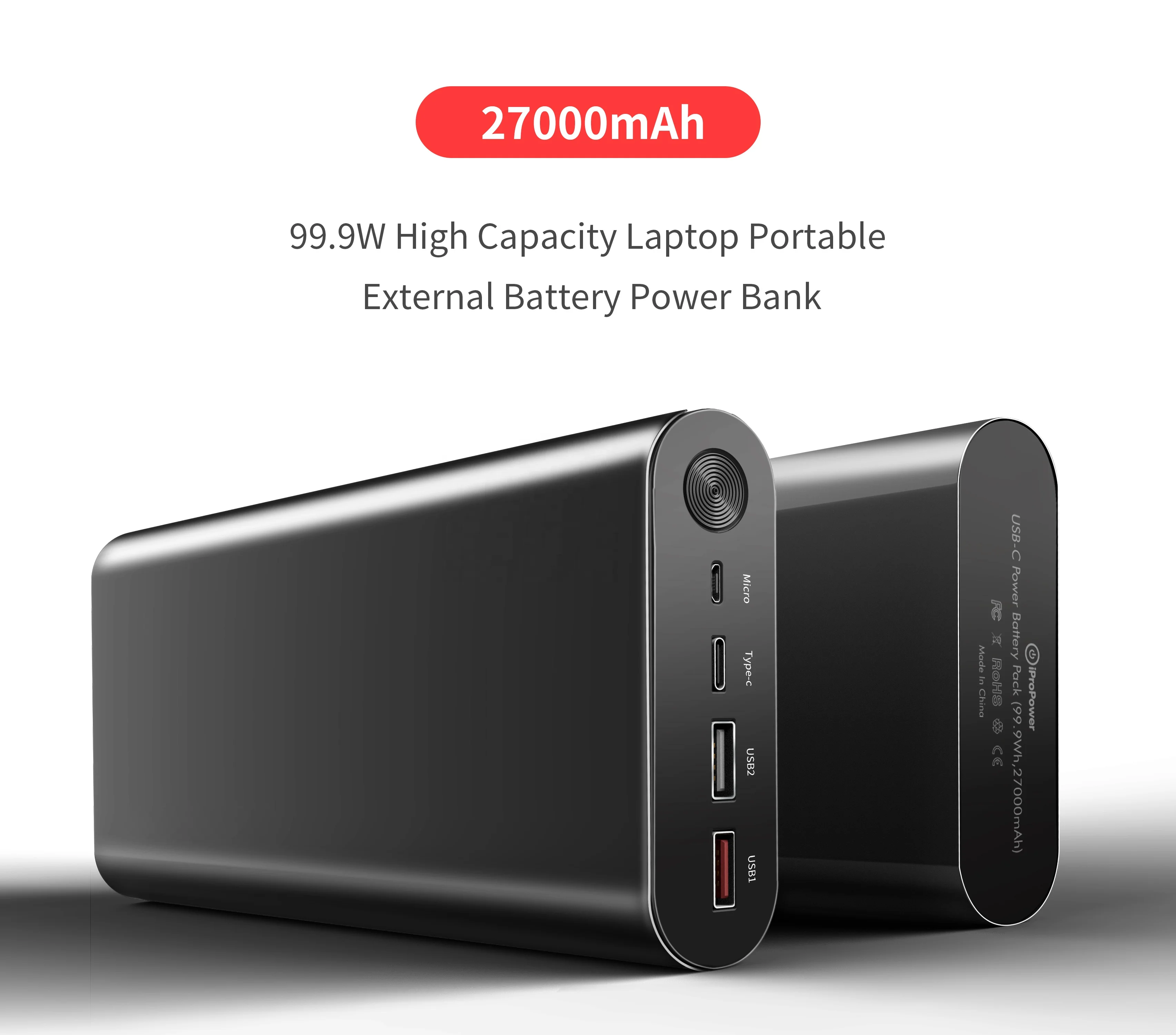 Wholesale High Quality USB Type-C 100W PD Power Bank Model For IPhone Macbook Pd Fast Charger Power Bank 27000mah