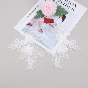 Wholesale  2pcs/pair 14cm Muti-colors Venice Lace 3D  Applique Floral Venise Lace