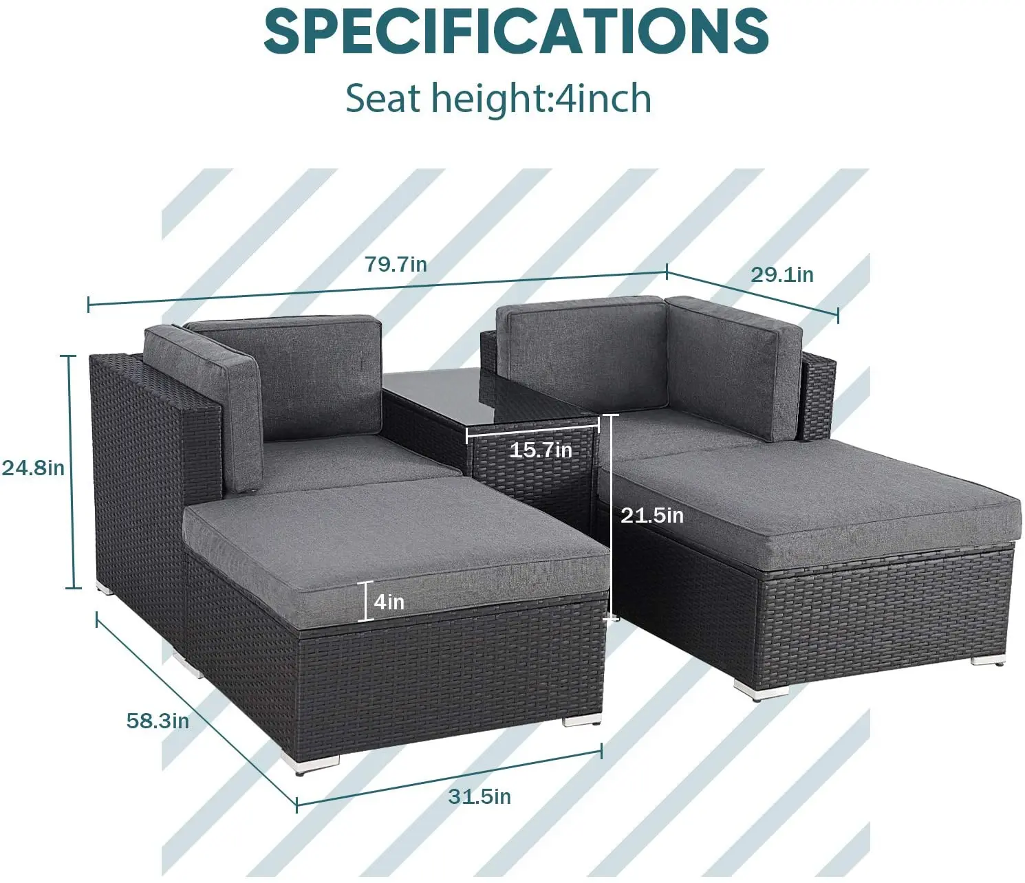 High Quality Sectional Sofa Furniture Outdoor Hot Selling Luxury Rattan Wicker Contemporary Set