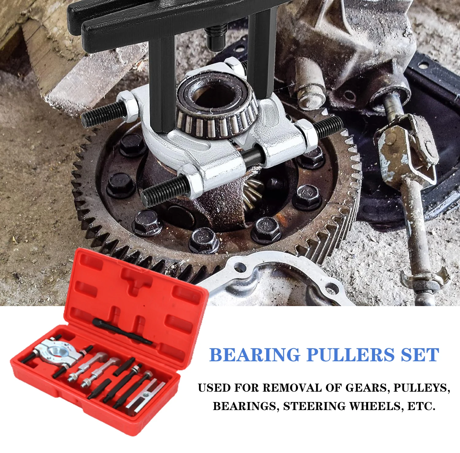 9PCS Bearing Separator Puller Set Splitter Remove Bearings Housing Kit Mini Bearing Puller Separator Tool Set