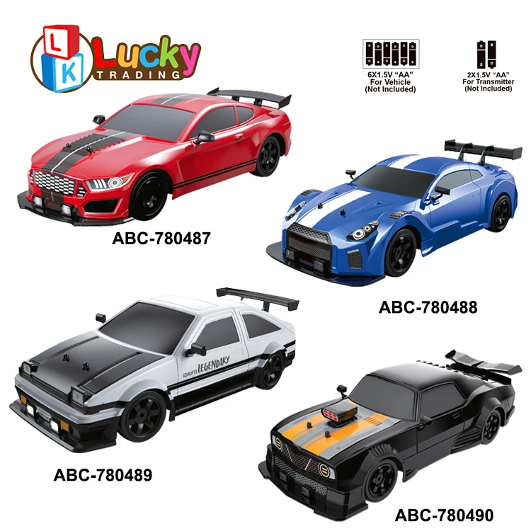 1:16 1:24 Scale RC Drift Car 10MPH 4WD Remote Control Car with LED Light Racing and Drifting Wheels