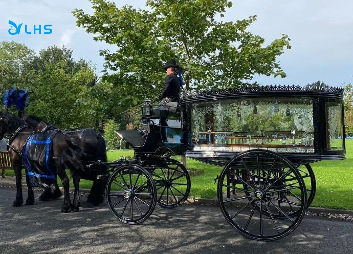 New design glass horseless hearse carriage horse hearse factory wholesale price horse hearse funeral car for sale