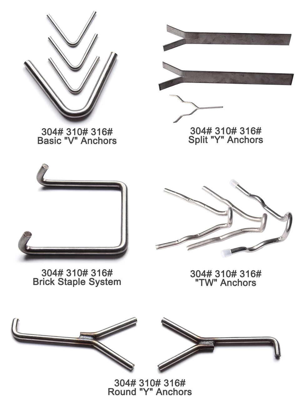 Refractory Heat Insulation Ss310 Type Y Anchor 310 Stainless Steel Refractory Twisted Y Anchor