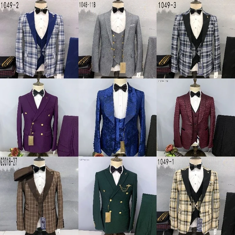 Custom High Quality Luxury Wool Navy Blue Formal Business Dress Clothes 2 Pieces Pant Coat Set Slim Men Suits for Men