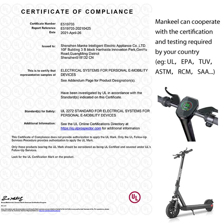 Mankeel Pioneer Private Eu Warehouse 10 Inch Adults Off Road Electric Scooter Kick Electrico Fully Enclosed Mobility Scooters