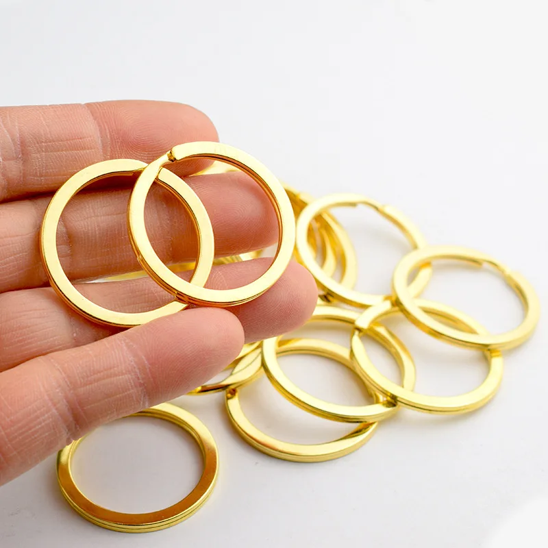 High Quality Manufacture Metal Iron Stainless Steel Light Golden Flat Split Key Rings Diameter 28/30mm