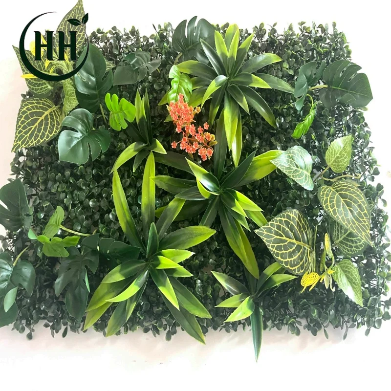 free sample dark artificial boxwood hedge vertical garden plate pink grass wall panel artificial plant wall 6ft