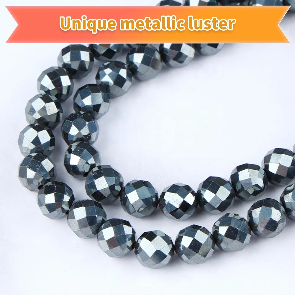 Wholesale Natural Shiny Hematite 2-10mm Faceted Beads Healing Crystal Loose Gemstones Beads for Jewelry Making Lapis Moonstone