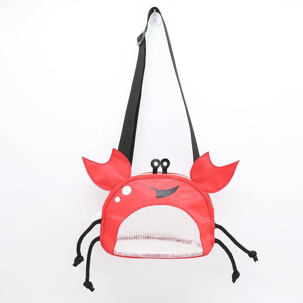 Mesh Beach Bag for Kids Shell & Pebble Collection Bag with Zipper Cute Crab Seashell Beach Play Storage Bag