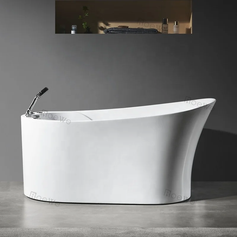59 inch modern bathtub freestanding acrylic hot bath tubs with seat, stand alone mini bathtubs for small bathrooms soaking tub