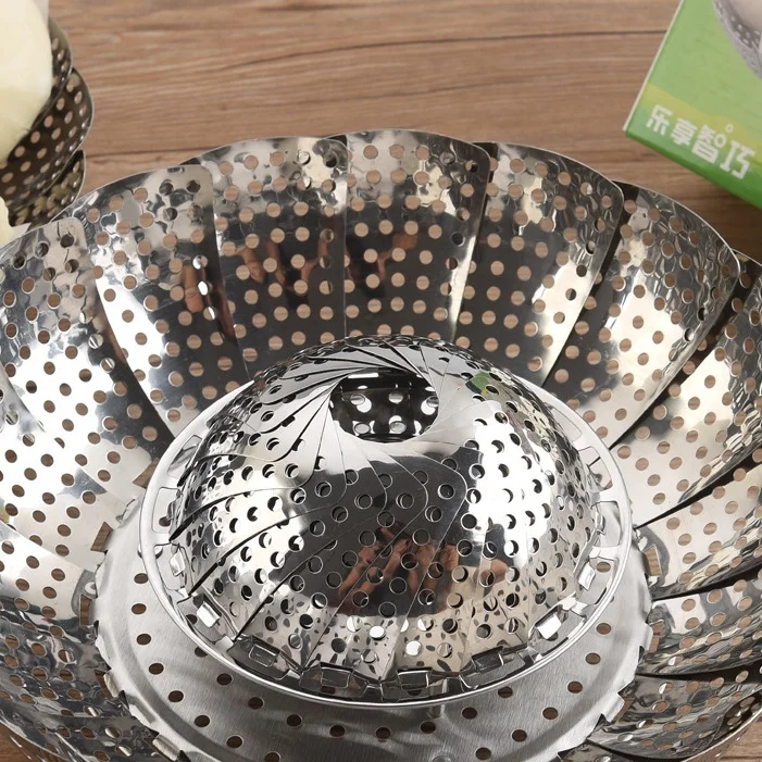 Wholesales Kitchen Collapsible Stainless Steel Vegetable Steamer Basket Foldable Food Steamer Collapsible Steamer Tray