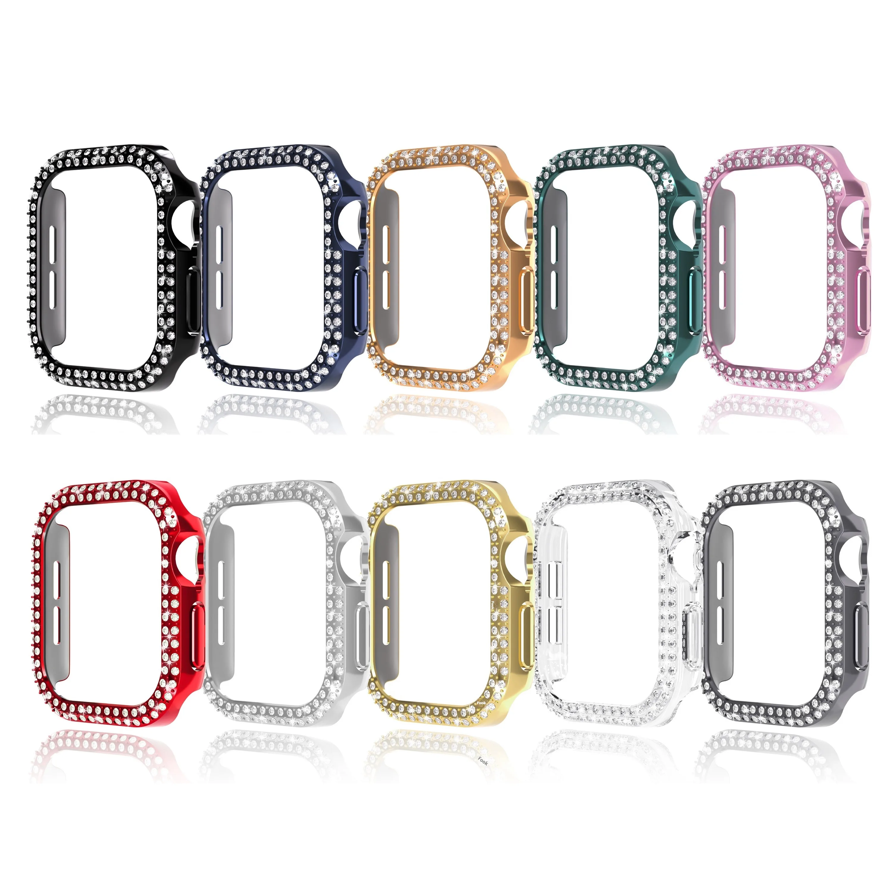ShanHai Diamond Case for Apple Watch 10 42mm 46mm Bling Bumper Hollow PC Bumper Case for Apple Watch 10