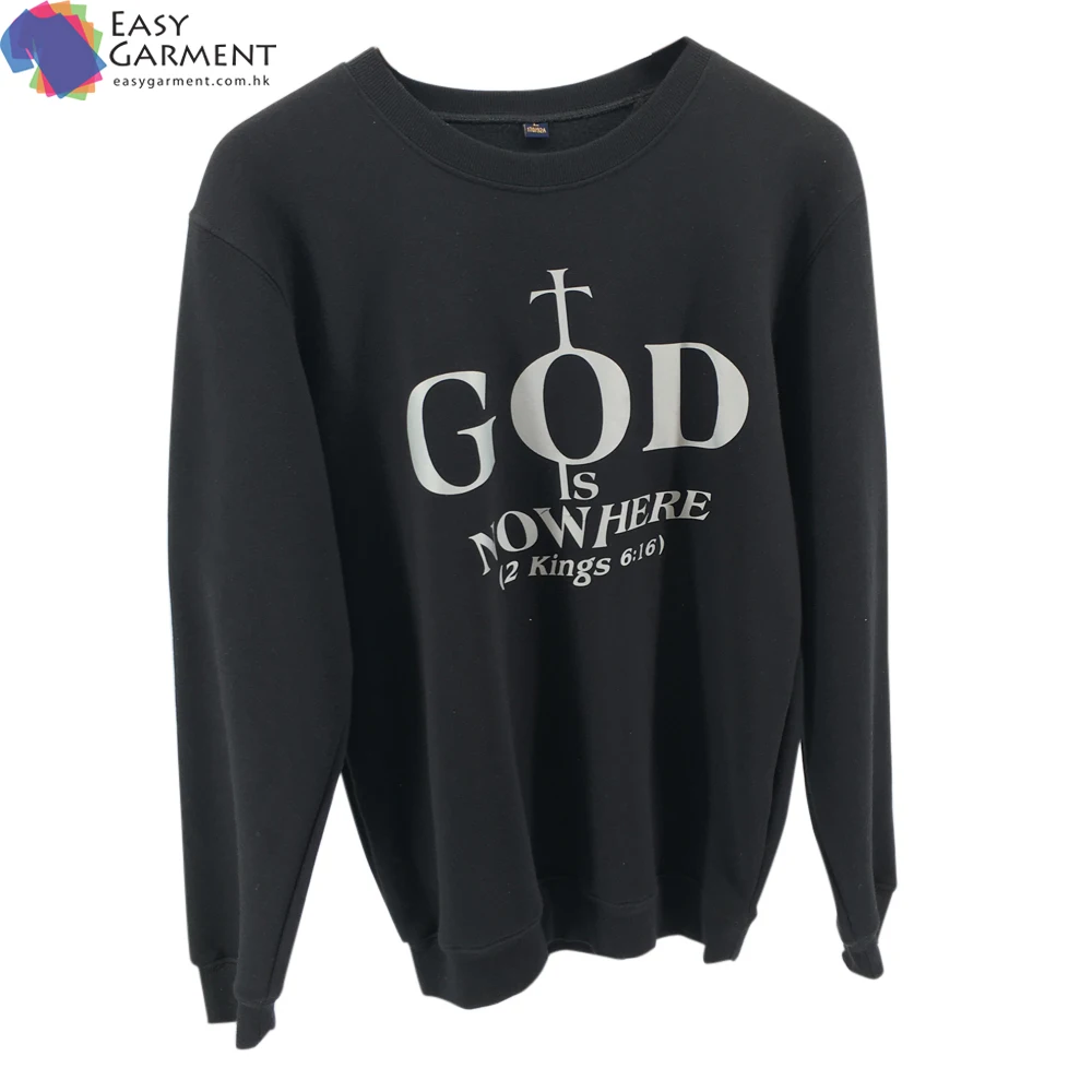 OEM Custom made Custom design Personalized Plain 180 gram cotton black knitted Breathable crew neck sweatshirt for gym