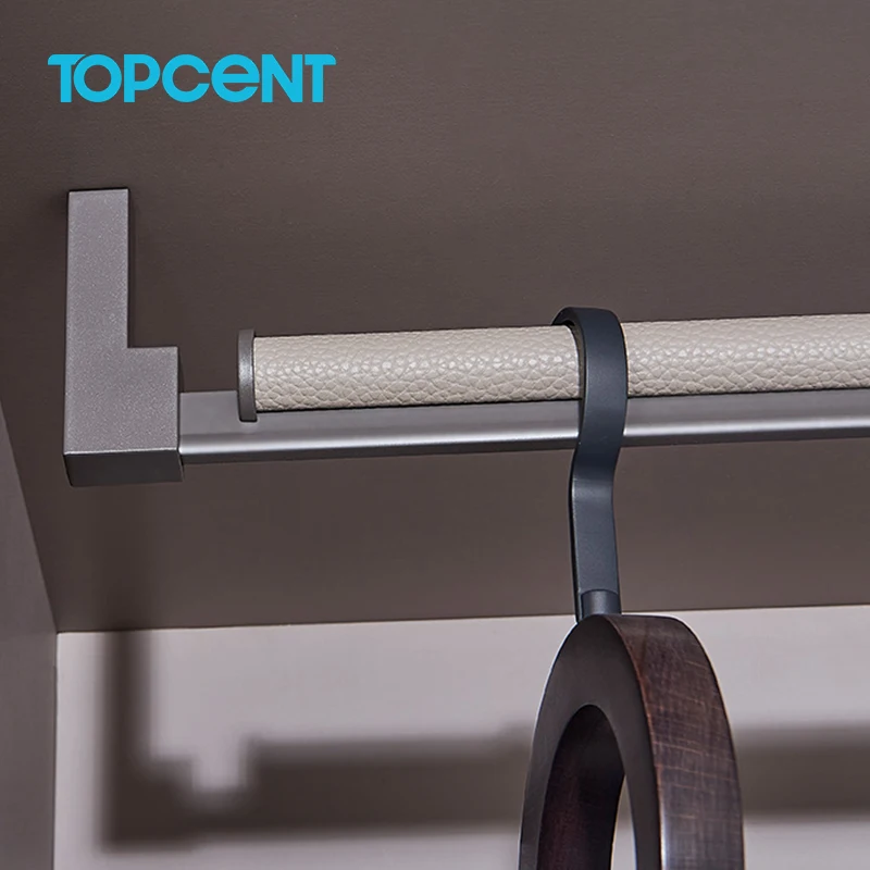 China Factory Furniture Hardware Modern Aluminum Alloy Wardrobe Hanging Clothes Rail Tube Bedroom Hotel Leather Pipe Included