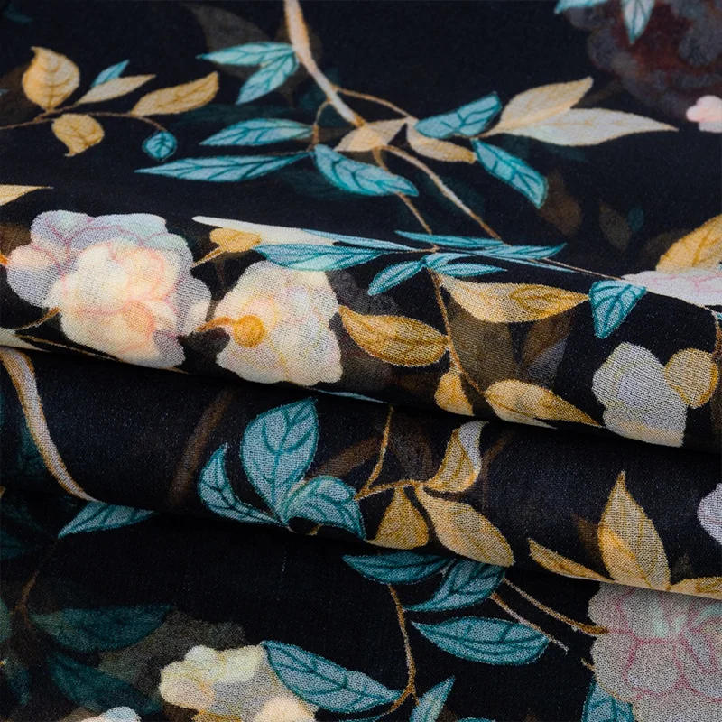 printed silk georgette fabric wholesale digital print silk fabric 8mm mulberry silk georgette print cloth for lady dress garment