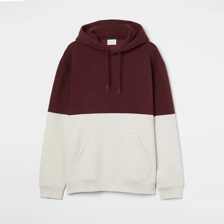 Factory Manufacture 100% cotton color-blocked plain hoodies men fleece sweatshirts street wear hoodies