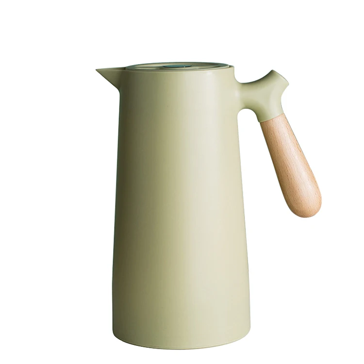 Custom 1L Double Wall Vacuum Carafe Tea Pot Stainless Steel Insulated Hot Coffee Insulation Pot Glass Liner Thermos Flask