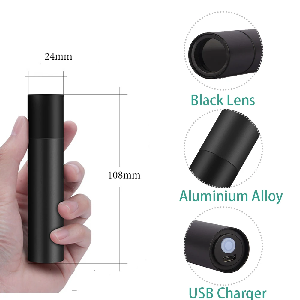 3 режима алюминиевый Ультрафиолетовый черный свет факела USB зарядный 365nm UV фонарик для собак мочи следов жизнедеятельности домашних животных Постельное Bug
