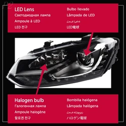 Headlights For POLO GTI 2010-2018 DRL Day Running Light Head Lamp LED Bi Xenon Bulb Fog Lights Tuning POLO TSI Car Accessory