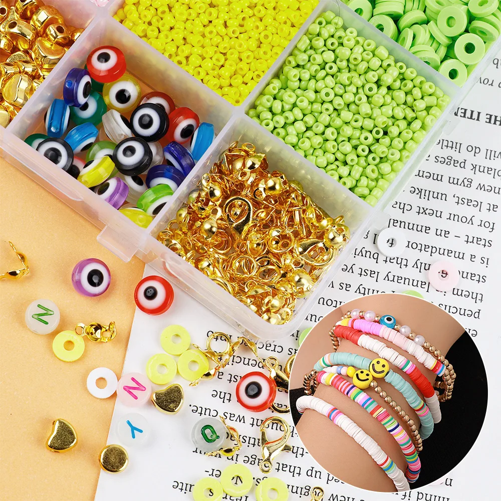 Colorful DIY Craft Accessories Kit for Jewelry Making Includes Bracelet Necklace Acrylic Waist Bead and Glass Beads for Toys