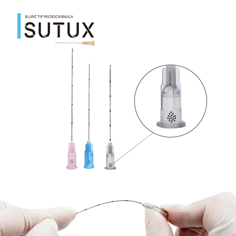 Sutux 25g 50mm microcannula beauty products blunt tip micro cannula for filler injection