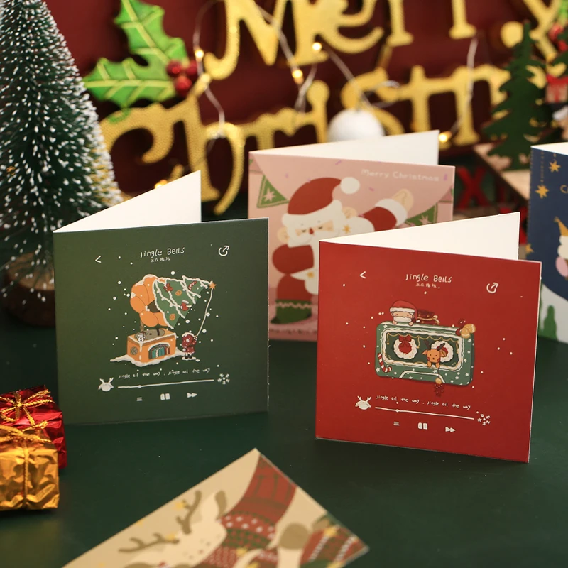 
4pcs 1 set Christmas card envelope cute cartoon children reward gifts arts students delicate CARDS 