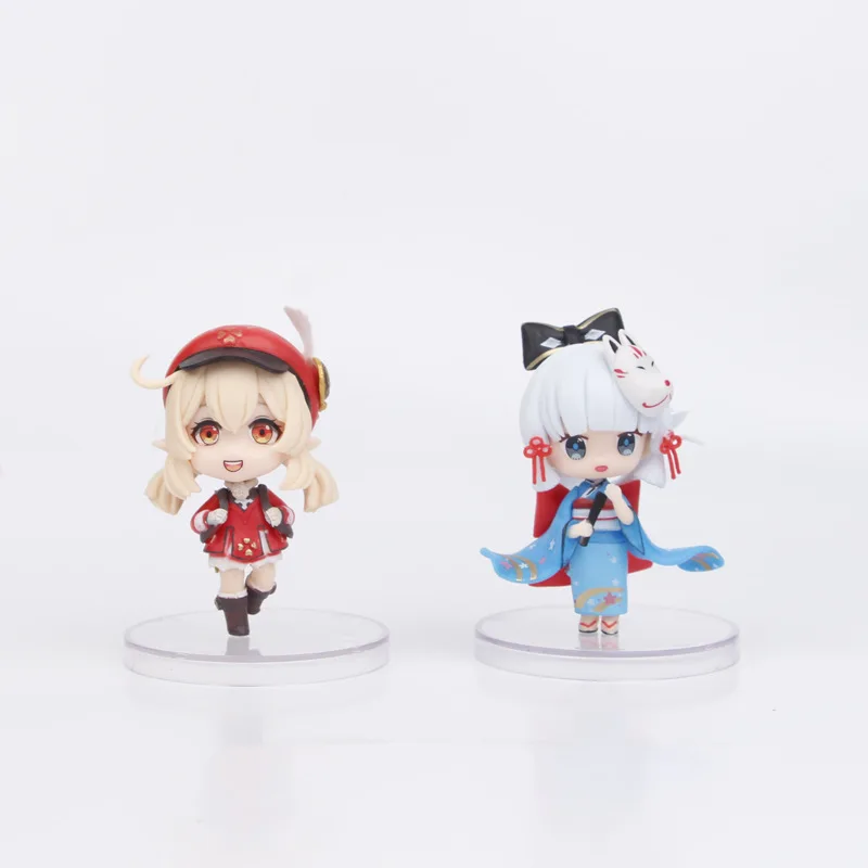 10cm Anime Cute Girl Genshin Impact Wanderer Yae Miko Hu Tao Anime Action Figure Set