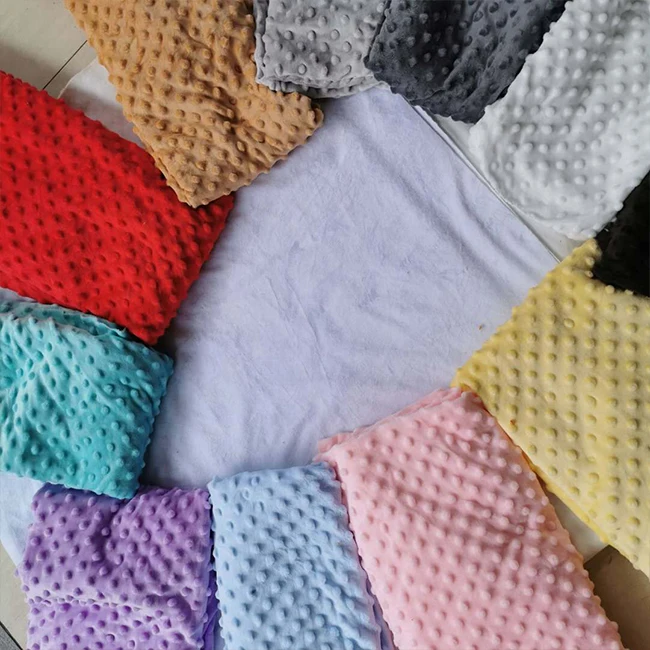 Ready To Ship 100% Polyester Super Soft Minky Dot Crystal Velvet Fabric For Baby Blanket