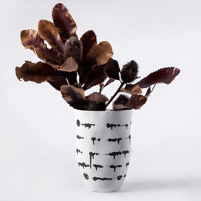 Chinese Collection Other Home Decorative Ceramic Star Meteorite White Ink Dye Polka Dot Flower Vase for House Accessories