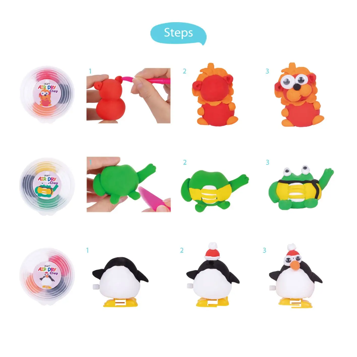 2024 Creative Magic Air Dry Clay DIY Crafts Kits Colorful Walking Animals Preschool Toys for Kids