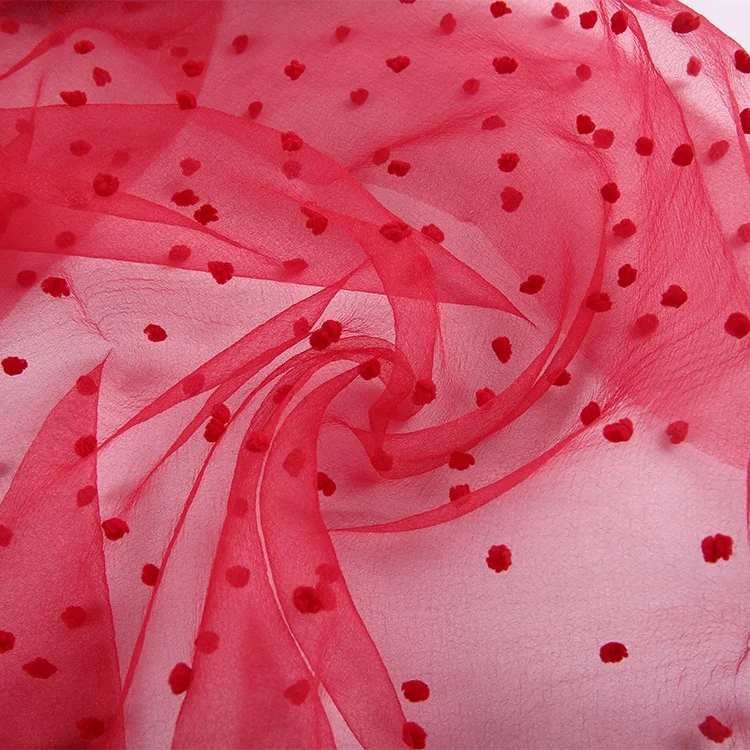 
new developed dot polyester organza custom woven polyester jacquard fabric 