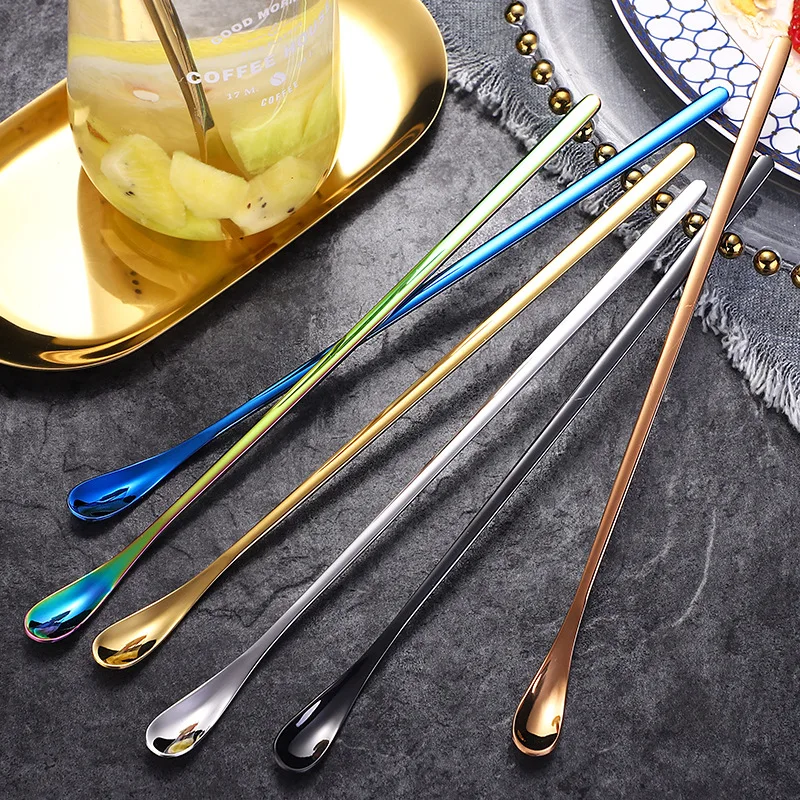 Wholesales High Quality 304 Stainless Steel Stirring Spoon Colored Coffee Dessert Spoon With Long Handle