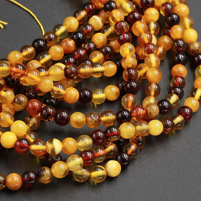 Natural Round shape Baltic amber plain loose gemstone polished beads making jewelry wholesale price per carat