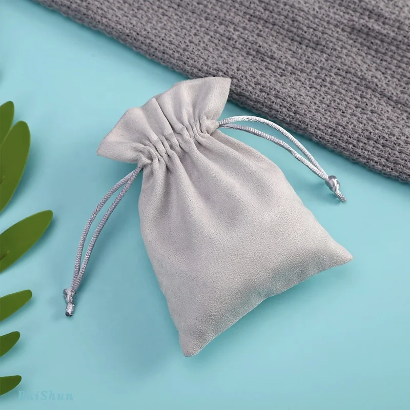 High Quality Velvet Fabric Drawstring Gift Packaging Bag Microfiber Dust Suede Pouch For Perfume Necklace