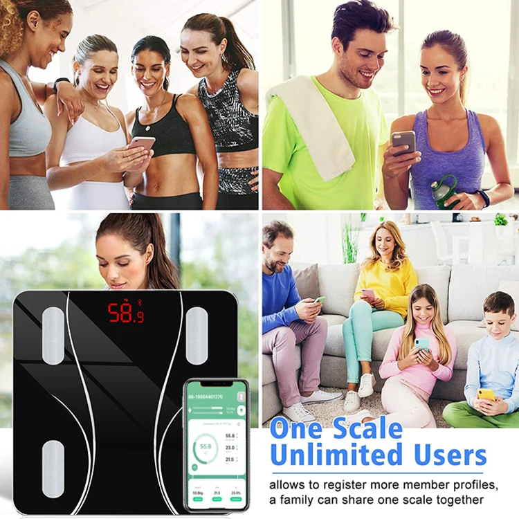 High Quality Glass bathroom Electronic Digital Body Fat Scale Smart BMI Personal Weighing Body Fat Weight Scale