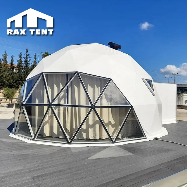 Affordable 6M Dome Tent for Glamping and Resort with Mixed Tempered Glass and PVC Fabric