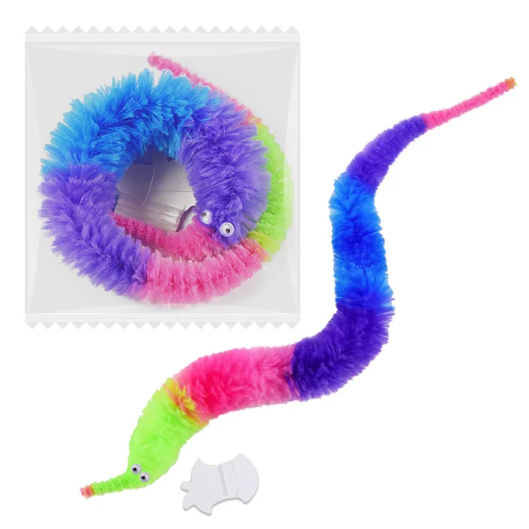 BrilliantMagic New Magic Plush Worm Fuzzy and Wiggly Colorful Plush Worm Toy