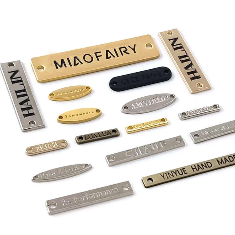 Custom metal logo brand label plate for handbag