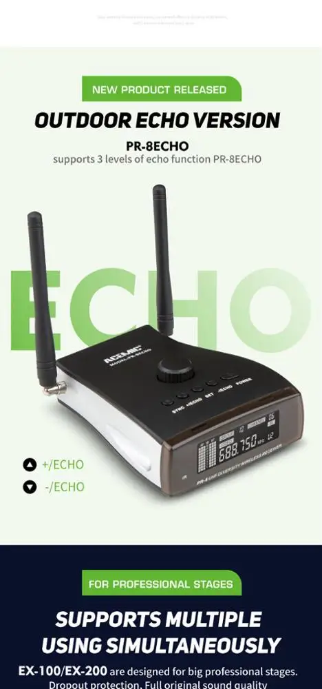 Professional dual channel wind instrument saxophone wireless microphone system